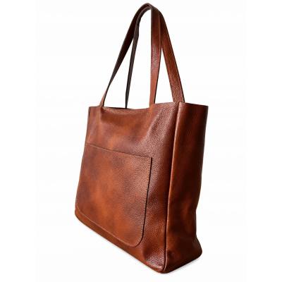 - BRĄZOWA TOREBKA SKÓRA NATURALNA SHOPPER BAG